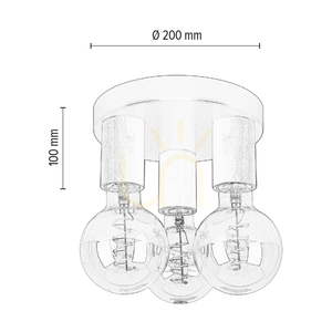 Notri Ceiling Light, 3xE27, Max. 15W LED, Bleached Oak/Black Metal, Ø20 cm small 3