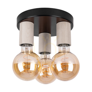 Notri Ceiling Light, 3xE27, Max. 15W LED, Bleached Oak/Black Metal, Ø20 cm small 0