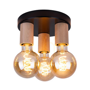 Notri Ceiling Light, 3xE27, Max. 15W LED, Birch/Black Metal, Ø20 cm small 1