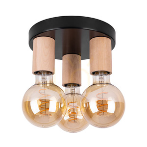 Notri Ceiling Light, 3xE27, Max. 15W LED, Birch/Black Metal, Ø20 cm small 0