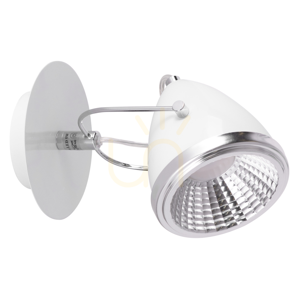 Oliver Wall Sconce, Includes 1xGU10 LED (Max. 6W), White/Chrome Metal, 21 cm