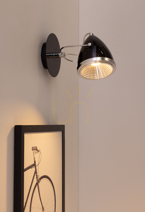 Oliver Wall Sconce, Includes 1xGU10 LED (Max. 6W), Black/Chrome Metal, 21 cm small 2