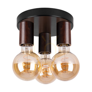 Notri Ceiling Light, 3xE27, Max. 15W LED, Stained Pine (Walnut)/Black Metal, Ø20 cm small 0