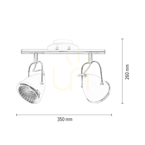 Oliver Ceiling Light, Includes 2xGU10 LEDs, Max. 5.5W, White/Chrome Metal, 35 cm small 4