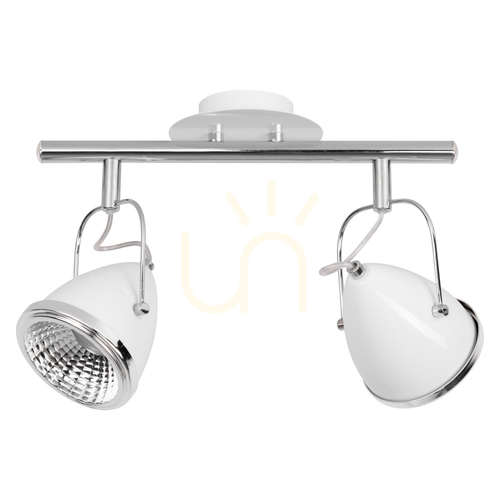 Check Oliver Ceiling Light, Includes 2xGU10 LEDs, Max. 5.5W, White/Chrome Metal, 35 cm