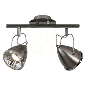 Oliver Ceiling Light, Includes 2xGU10 LEDs (Max. 6W), Satin/Chrome Metal, 35 cm small 1