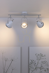 Oliver Ceiling Light, Includes 3xGU10 LED Bulbs, Max. 6W, White/Chrome Metal, 53 cm small 3