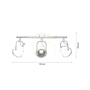 Oliver Ceiling Light, Includes 3xGU10 LED Bulbs, Max. 6W, White/Chrome Metal, 53 cm small 4