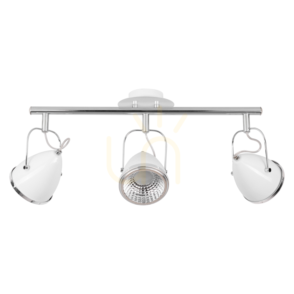 Oliver Ceiling Light, Includes 3xGU10 LED Bulbs, Max. 6W, White/Chrome Metal, 53 cm