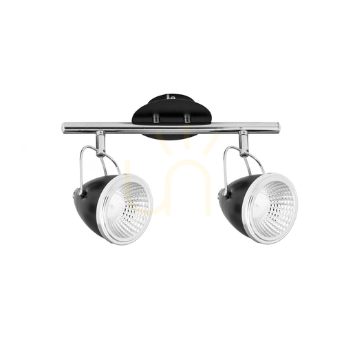 Check Oliver Incl Ceiling Light. 2xGU10 LED, Max. 6W, Black/Chrome Metal, 35 cm