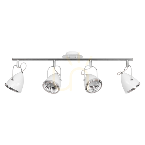 Check Oliver Ceiling Light, Includes 4xGU10 LEDs, Max. 6W, White/Chrome Metal, 76 cm