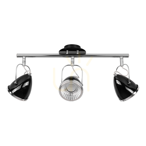 Check Oliver Ceiling Light, Includes 3xGU10 LED Bulbs, Max. 6W, Black/Chrome Metal, 53 cm