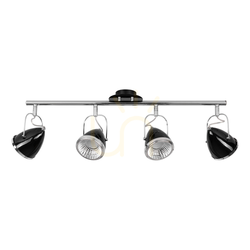 Check Oliver Incl Ceiling Light. 4xGU10 LED, Max. 6W, Black/Chrome Metal, 76 cm