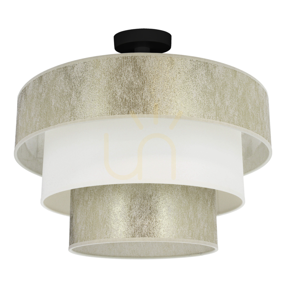 Ora Ceiling Light, 1xE27, Max. 40W, Black Metal/Gold-Cream Lampshade, Ø45 cm