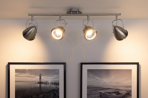 Oliver Ceiling Light, Includes 4xGU10 LEDs (Max. 6W), Satin/Chrome, 76 cm small 3