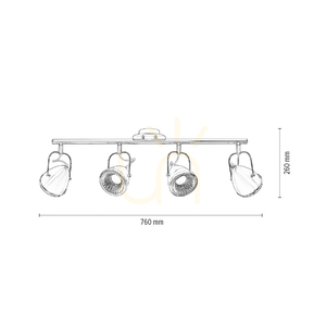 Oliver Ceiling Light, Includes 4xGU10 LEDs (Max. 6W), Satin/Chrome, 76 cm small 4