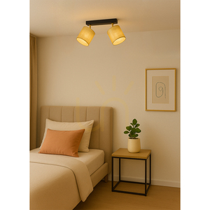 Ora Ceiling Light, 2xE27, Max. 25W, Black-Gold Metal/Gold Lampshade, 37 cm small 2