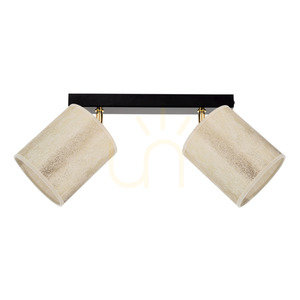 Ora Ceiling Light, 2xE27, Max. 25W, Black-Gold Metal/Gold Lampshade, 37 cm small 0