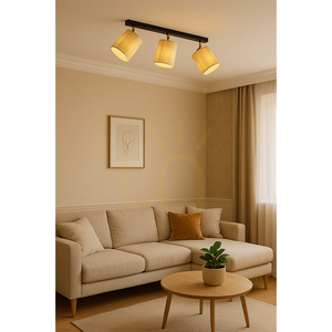 Ora Ceiling Light, 3xE27, Max. 25W, Black-Gold Metal/Gold Shade, 52 cm small 2