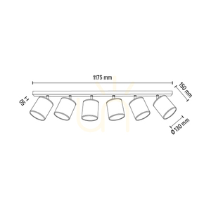 Ora Ceiling Light, 6xE27, Max. 25W, Black-Gold Metal/Gold Shade, 127 cm small 3