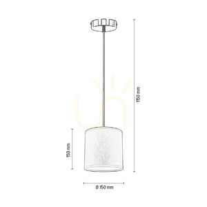 Ora Pendant Light, 1xE27, Max. 25W, Black Metal/Transparent PVC Cable/Gold Lampshade, Ø15 cm small 3