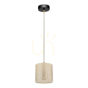 Ora Pendant Light, 1xE27, Max. 25W, Black Metal/Transparent PVC Cable/Gold Lampshade, Ø15 cm small 0