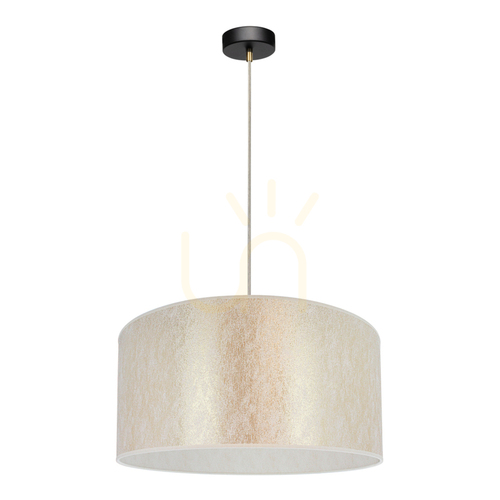 Check Ora Pendant Light, 1xE27, Max. 60W, Black Metal/Transparent PVC Cord/Gold Lampshade, Ø50 cm