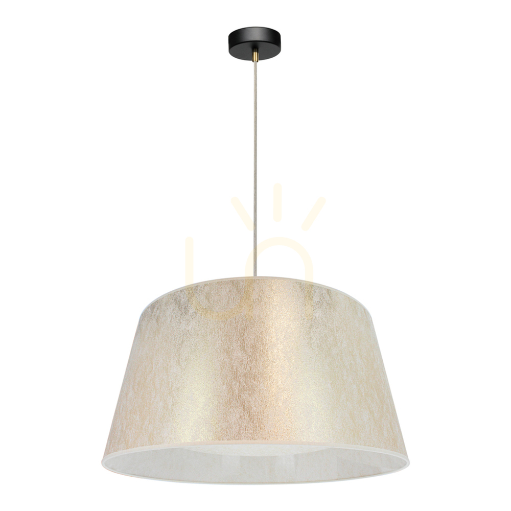Ora Pendant Light, 1xE27, Max. 40W, Black Metal/Transparent PVC Cable/Gold Lampshade, Ø60 cm