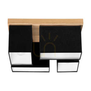 Paloma Ceiling Light, 4xE27, Max. 25W, Oiled Oak/Black, 45 cm Shade small 2