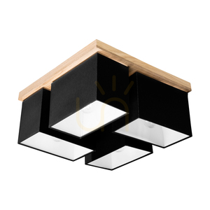 Paloma Ceiling Light, 4xE27, Max. 25W, Oiled Oak/Black, 45 cm Shade small 4