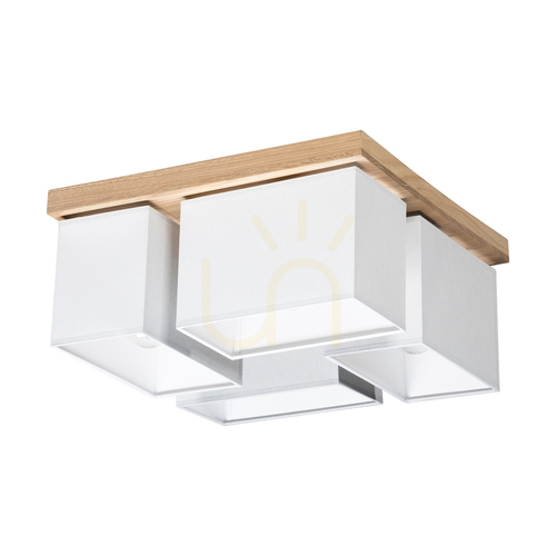 Check Paloma Ceiling Light, 4xE27, Max. 25W, Oiled Oak/Gray, 45 cm Lampshade