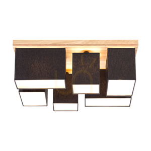 Paloma Ceiling Light, 6xE27, Max. 25W, Oiled Oak/Black, 55 cm Lampshade small 3