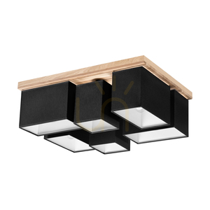 Paloma Ceiling Light, 6xE27, Max. 25W, Oiled Oak/Black, 55 cm Lampshade small 0