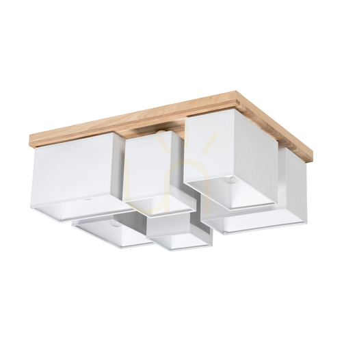 Check Paloma Ceiling Light, 6xE27, Max. 25W, Oiled Oak/Gray, 55 cm Lampshade