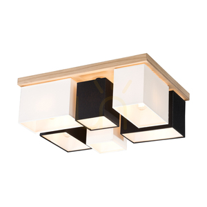 Paloma Ceiling Light, 6xE27, Max. 25W, Oiled Oak / White-Black, 55 cm Lampshade small 1