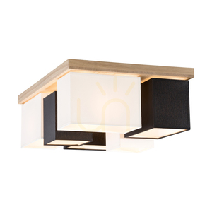 Paloma Ceiling Light, 6xE27, Max. 25W, Oiled Oak / White-Black, 55 cm Lampshade small 4