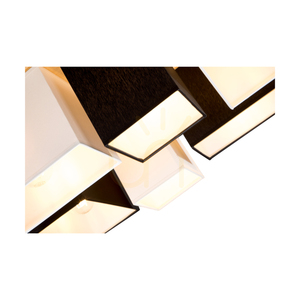 Paloma Ceiling Light, 6xE27, Max. 25W, Oiled Oak / White-Black, 55 cm Lampshade small 5