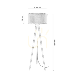 Panda Floor Lamp, 1xE27, Max. 60W, Birch-Black/Black, PVC Cable, Beige Linen Lampshade with Black Trim, Ø50 cm small 2