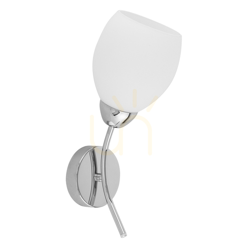 Check Parma Wall Sconce, 1xE27, Max. 60W, Chrome Metal/White Glass Shade, 16 cm