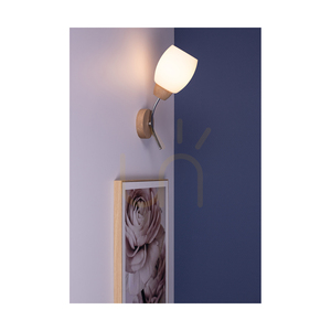 Parma Wood Wall Sconce 1xE27 Max. 60W Oiled Oak/Chrome Metal/White Glass Shade 16 cm small 3