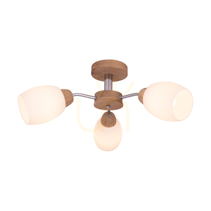 Spot Light Parma Wood 8320374 ceiling light, 3 × E27, oiled oak and chrome, Ø62 cm small 1