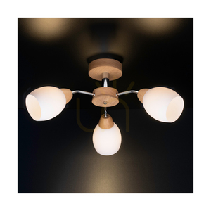 Spot Light Parma Wood 8320374 ceiling light, 3 × E27, oiled oak and chrome, Ø62 cm small 3