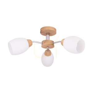 Spot Light Parma Wood 8320374 ceiling light, 3 × E27, oiled oak and chrome, Ø62 cm small 0