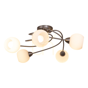 Pavia Ceiling Light, 5xE27, Max. 60W, Satin Metal/White Glass Shade, Ø65 cm small 1