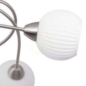 Pavia Ceiling Light, 5xE27, Max. 60W, Satin Metal/White Glass Shade, Ø65 cm small 2