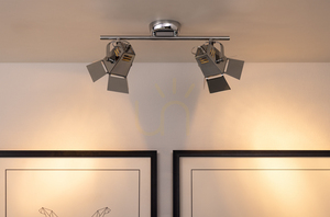 Photo Ceiling Light, Includes 2xGU10 LEDs, Max. 5W, Chrome Metal, 40 cm small 3