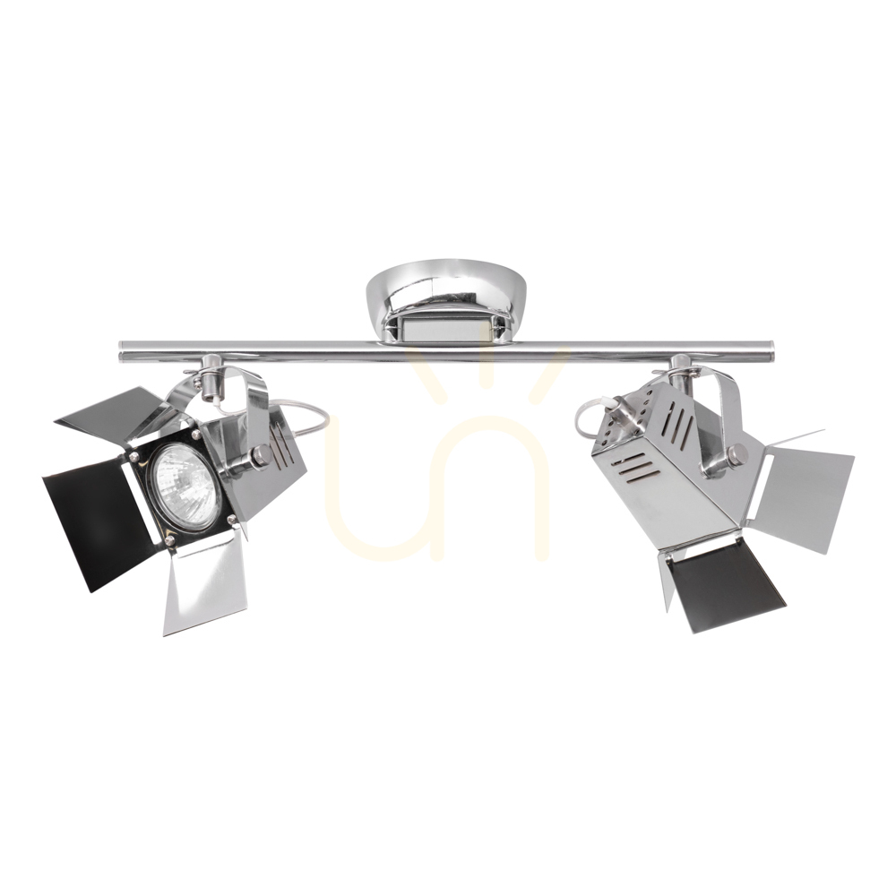 Photo Ceiling Light, Includes 2xGU10 LEDs, Max. 5W, Chrome Metal, 40 cm