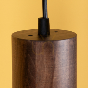 Pipe Pendant Light, Includes 3xGU10 LEDs (Max. 5W), Beech and Walnut Wood / Black Metal / Black PVC Cable (46 cm) small 2