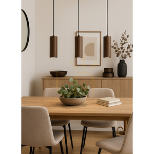 Pipe Pendant Light, Includes 3xGU10 LEDs (Max. 5W), Beech and Walnut Wood / Black Metal / Black PVC Cable (46 cm) small 4