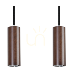 Pipe Pendant Light, Includes 4xGU10 LEDs (Max. 5W), Beech and Walnut Wood / Black Metal / Black PVC Cable (75 cm) small 1